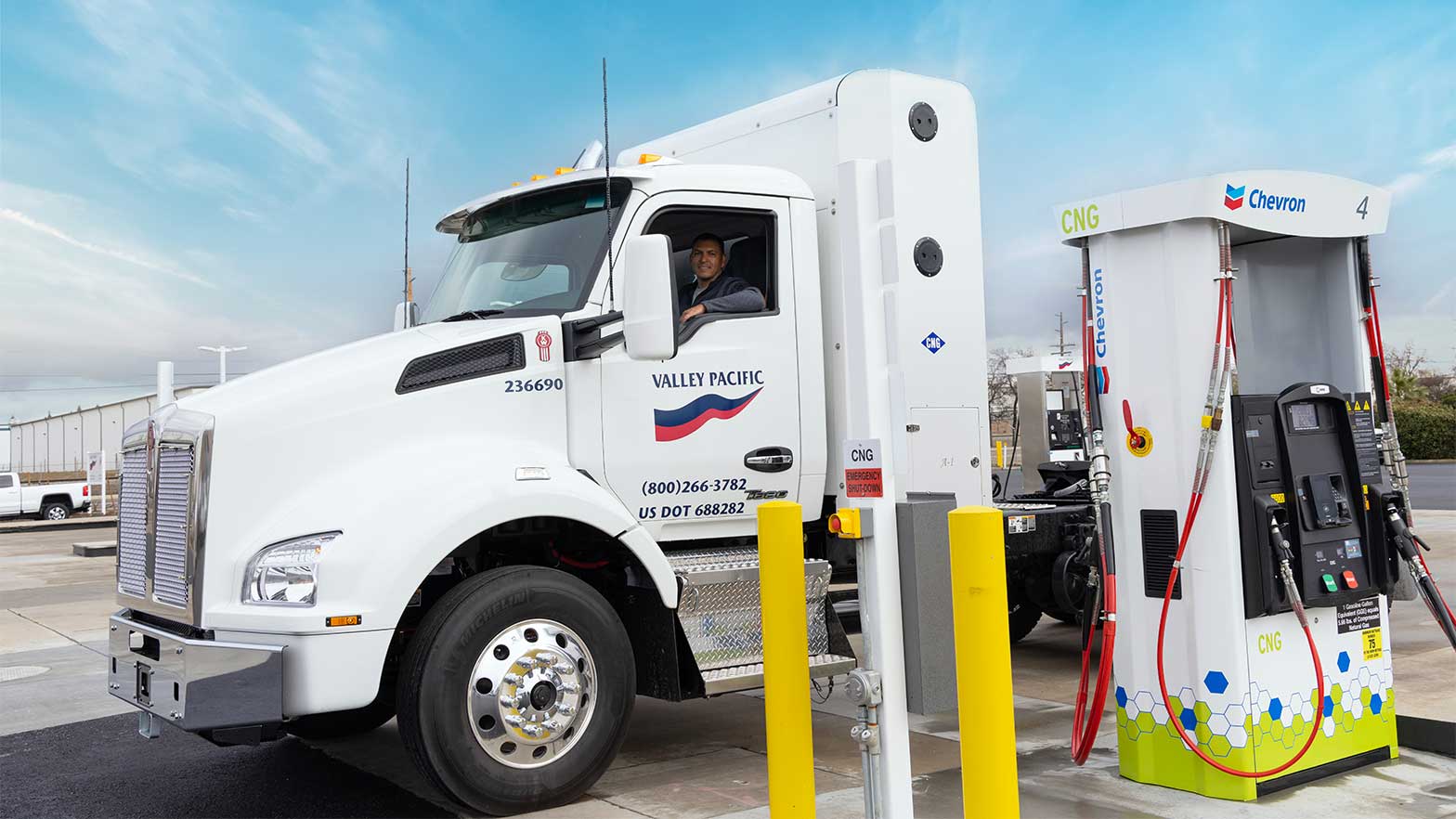 Torres pulling up to our fueling station in Visalia