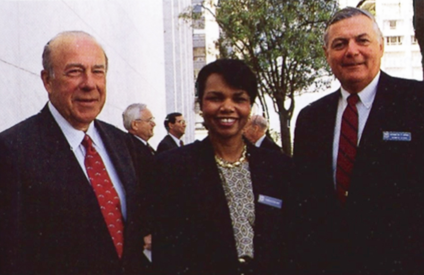 In 1991, Condoleezza Rice (center) was appointed to Chevron’s board of directors, following a recommendation by George Schultz (left), a former board member.