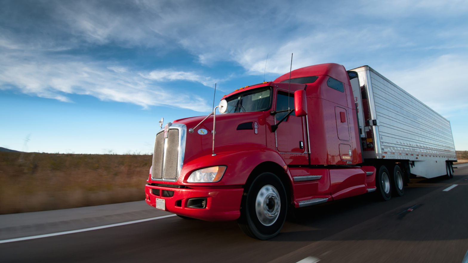red commercial truck