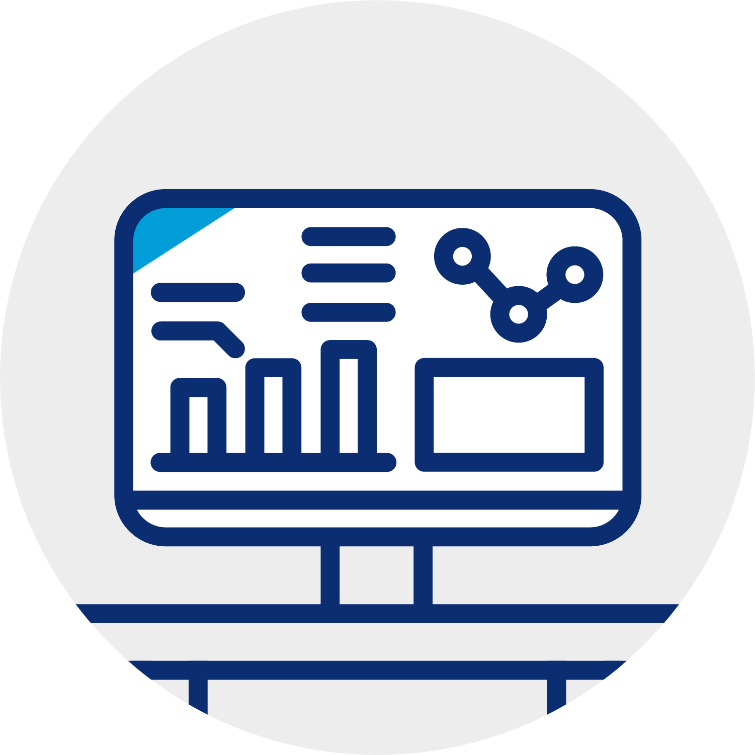 icon of a computer and charts